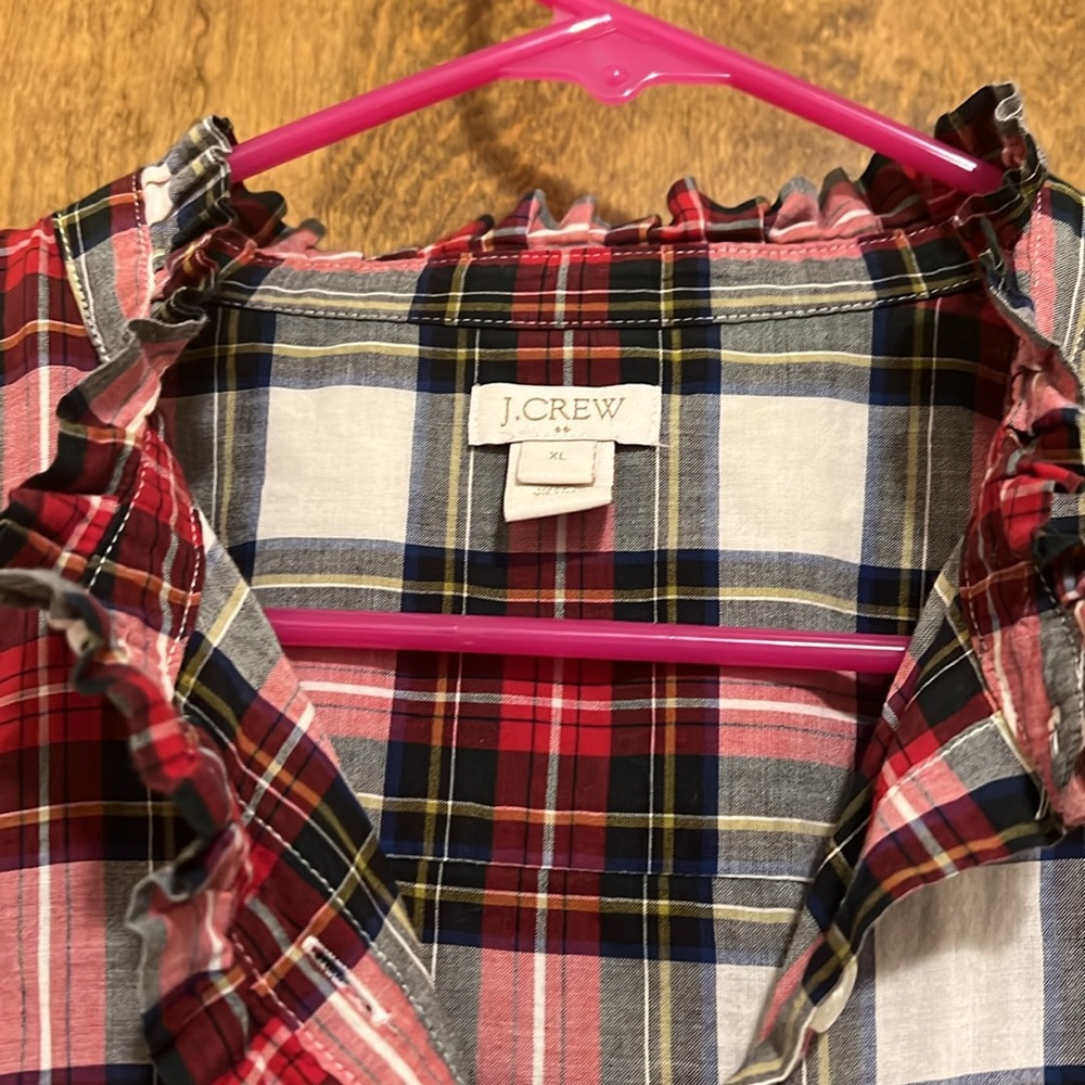 JCrew Plaid Ruffle Shirt - Picture 3 of 3